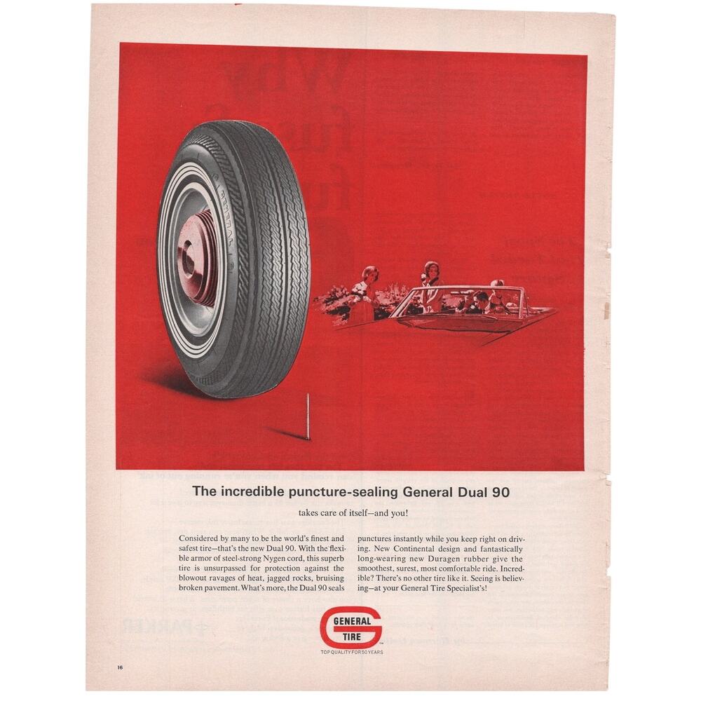 General Tire Magazine Advertisement Vintage Automobilia Puncture Seal Dual 90